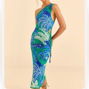 Farm Rio Green Jungle Panther Knit Dress